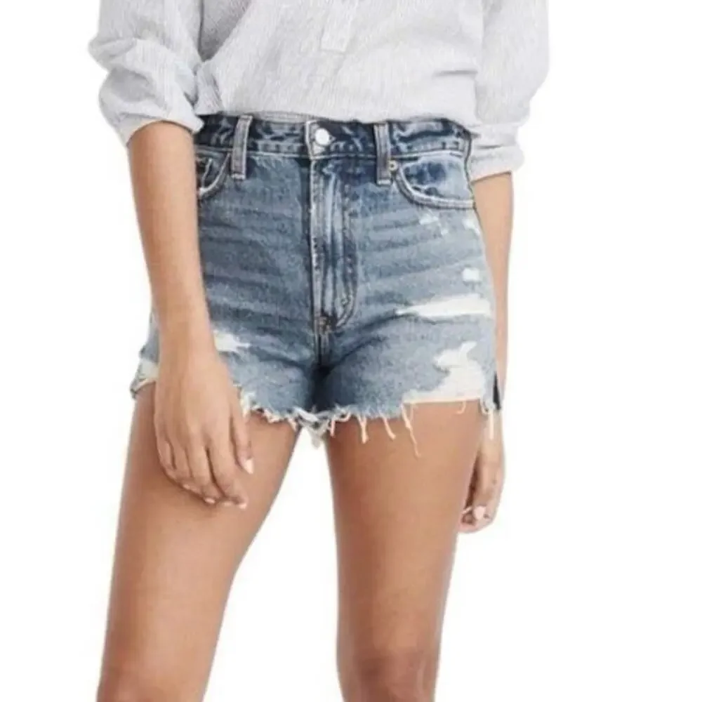 Abercrombie Annie High Rise Distressed Denim Cut Offs